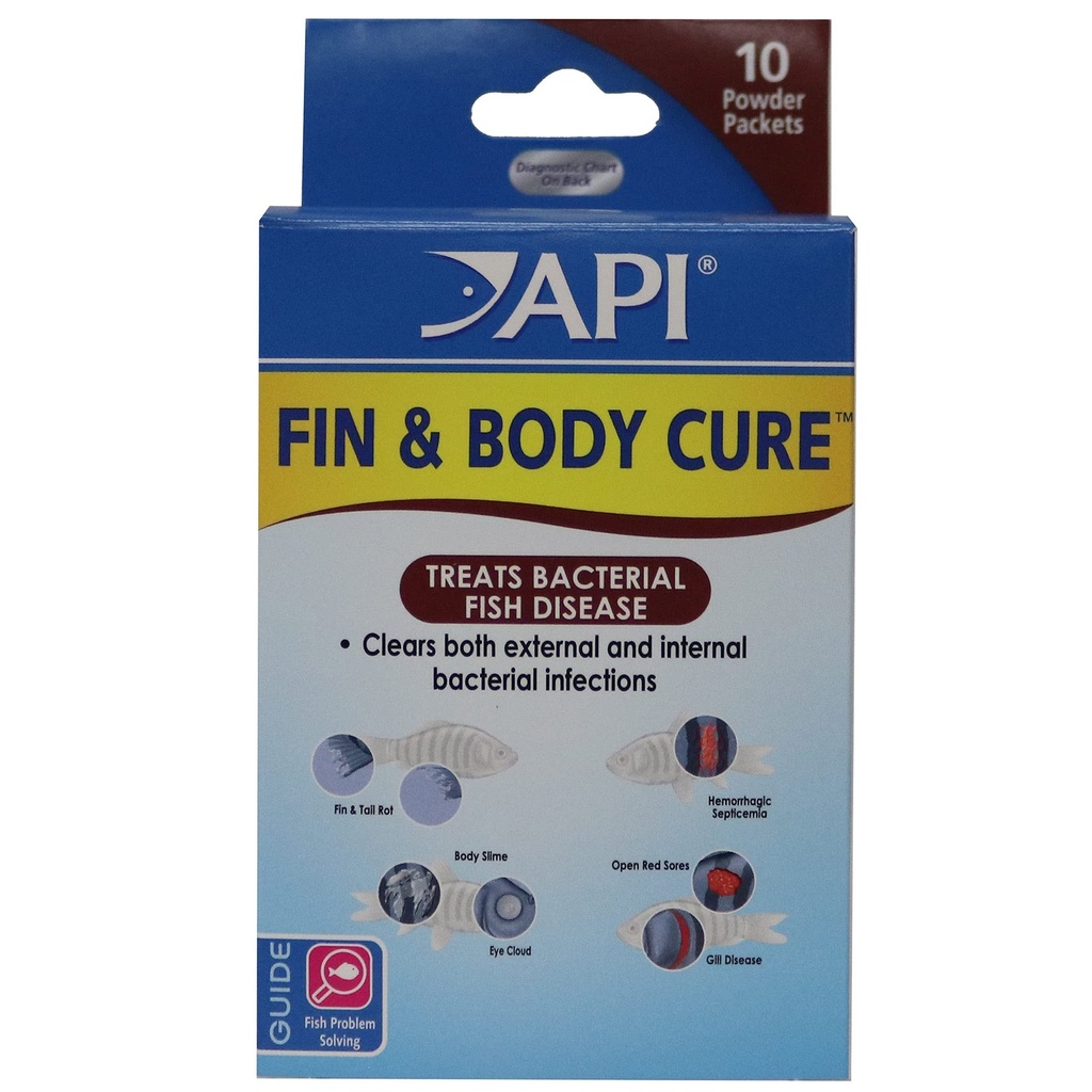 API FIN & BOD CURE Freshwater Fish Powder Medisin 10-Count Box