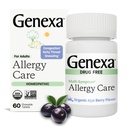 Genexa Allergi omsorg | Narkotikafri, Ikke-Drowsy Allergi & Decongestant Remedy for voksne | Vegan & ikke-GMO | Homeopatisk Allergi Relief laget ren | Organisk Acai Berry Flavor | 60 Chewable Tabletter