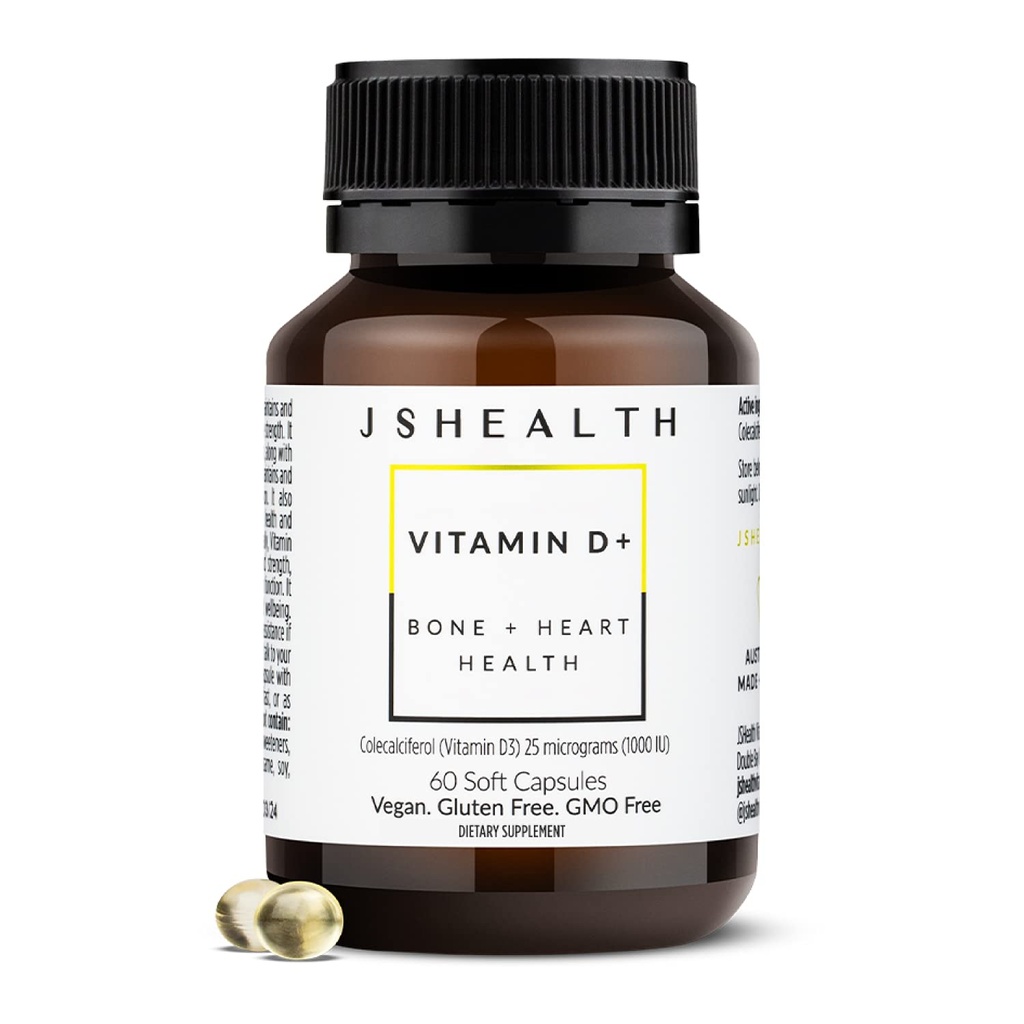 JSHealth Vitamin D3 1000iu Supplement for sunn muskelfunksjon, bein og hjerte helse, og immunstøtte