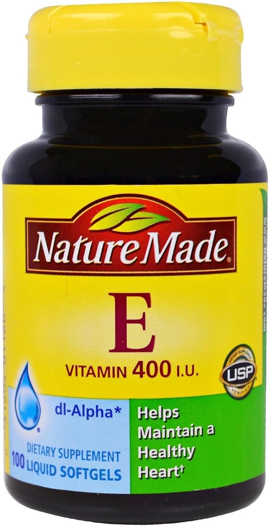 Naturlaget vitamin E 180 mg (400 IE) dl-alfa, kosttilskudd for antioksidant støtte, 100 Softgels (pakke på 3)