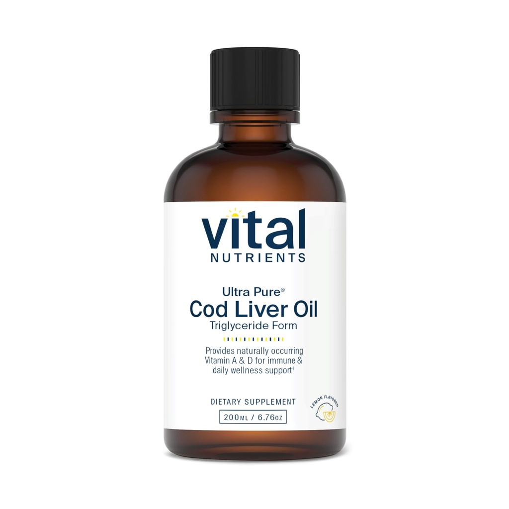 Vitale næringsstoffer - Ultra ren cod leverolje 1025 (farmasøytisk nivå) - 100% ren norsk cod leverolje - 200 ml per flaske