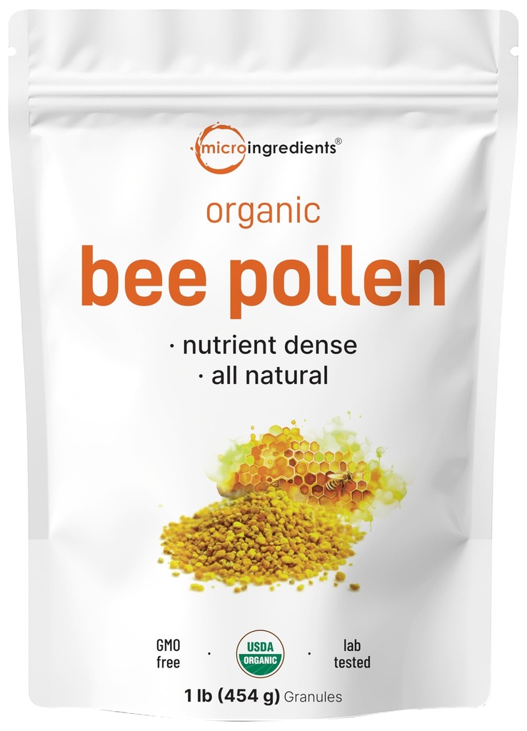Mikroingredienser Økologiske Bee Pollen Granules, 1 lb | Fresh Harvest, Rå & Naturlig Superfood | Rik på B-vitaminer, Mineraler, Protein & Antioksidanter | Keto, Ikke-GMO