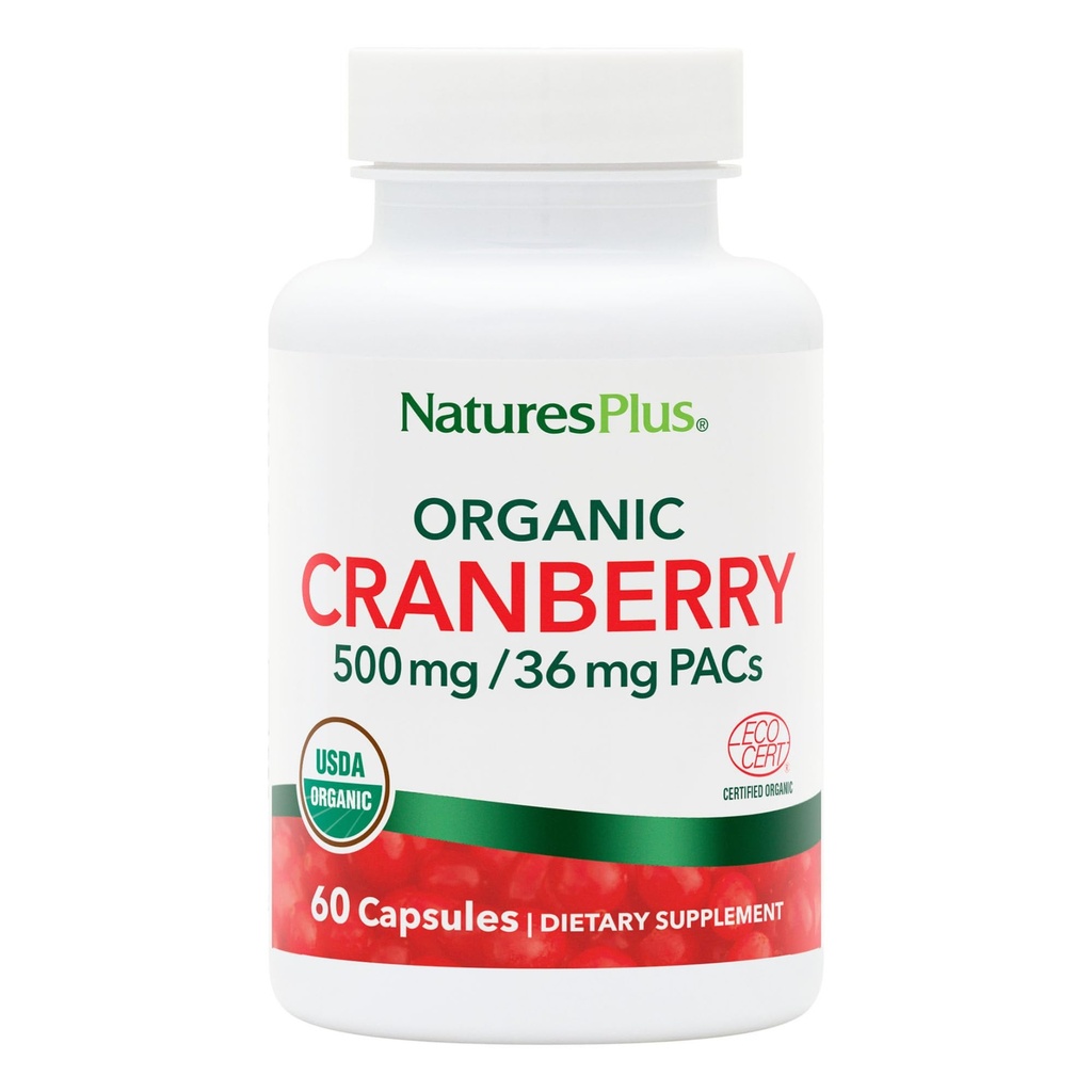 NaturesPlus Organic Cranberry 500 mg - 60 Kapsler - Hjelper til å fremme Sunn Urin Tract - USDA Certifisert Organic, Vegansk, Glutenfri, Ikke-GMO - 30 Serveringer