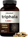 NatureBell Triphala Kapsler Supplement, 1.500 mg Per Serving | Laget med organisk Amla, Bibhitaki, Haritaki Fruktpulver – støtter digestiv helse – dobbelt styrke, ikke-GMO