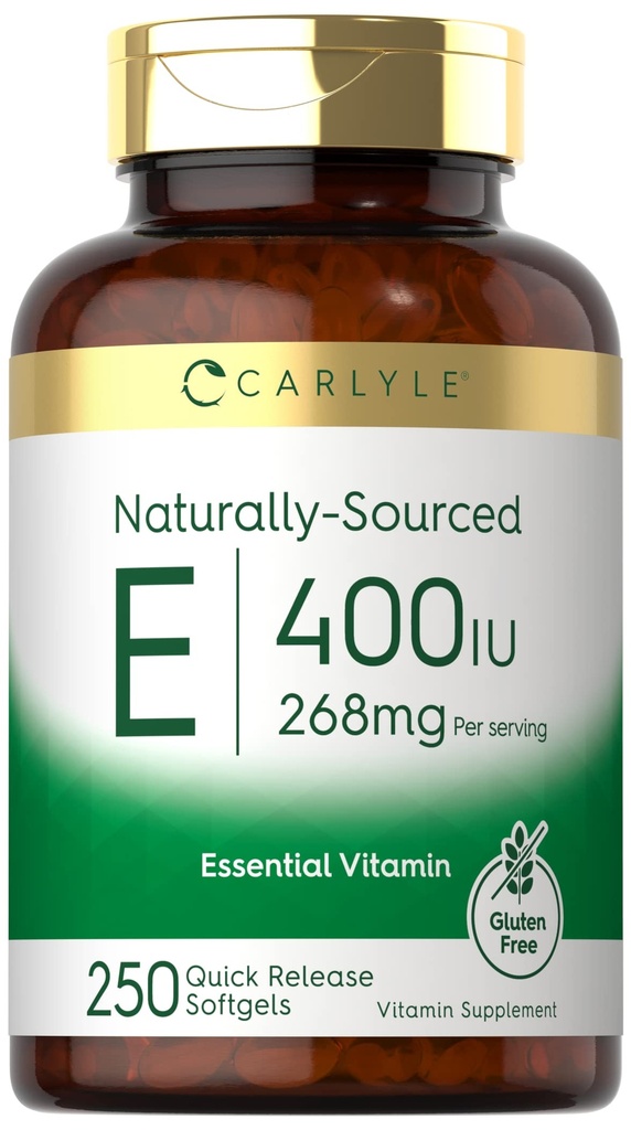 Carlyle Vitamin E 400 IE Softgels | 250 greve | Naturlig laget | Ikke-GMO og Glutenfri