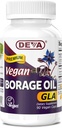 Deva Vegan vitaminer, boreolje 500mg, rik kilde til omega-6 fettsyre GLA (Gamma linolenic Acid), kaldpresset og uraffinert, 90 tabletter, 1-pakke