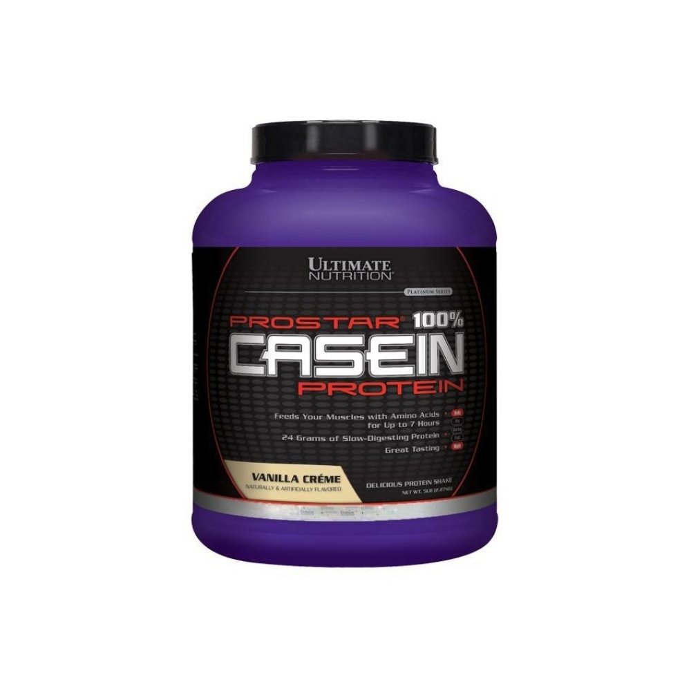 Ultimate Nutrition Prostar Micellar Casein Protein Powder 24 gram protein, 9,9 gram EAAS, og 4,6 gram BCAAS-69 serveringer, vanilla pulver,5 pund