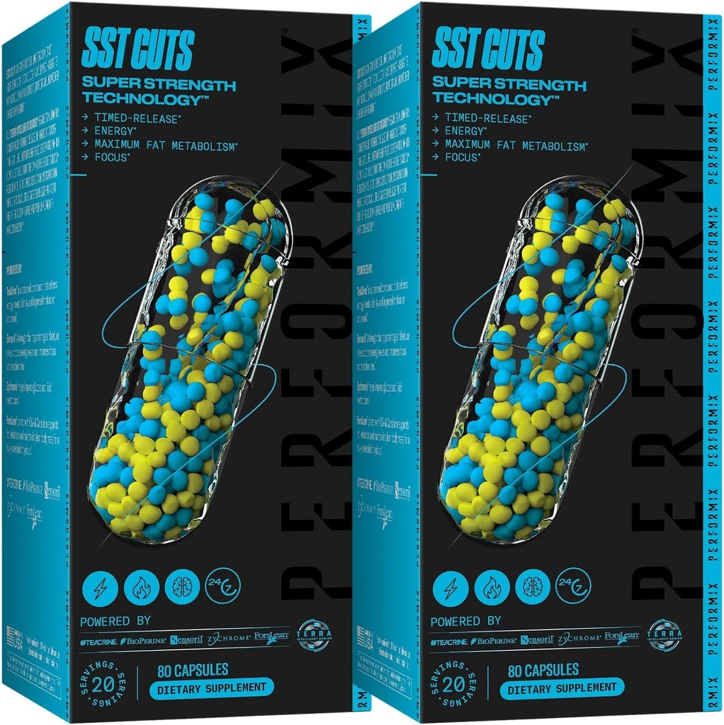 PERFORMIX - SST Cuts - Thermogenic med CLA - Energi, Fokus og Mood - Metabolisme Støtte - Sult - Nootropic - Pre Workout - Menn & kvinner - 160 Serveringer - 2 Pakke