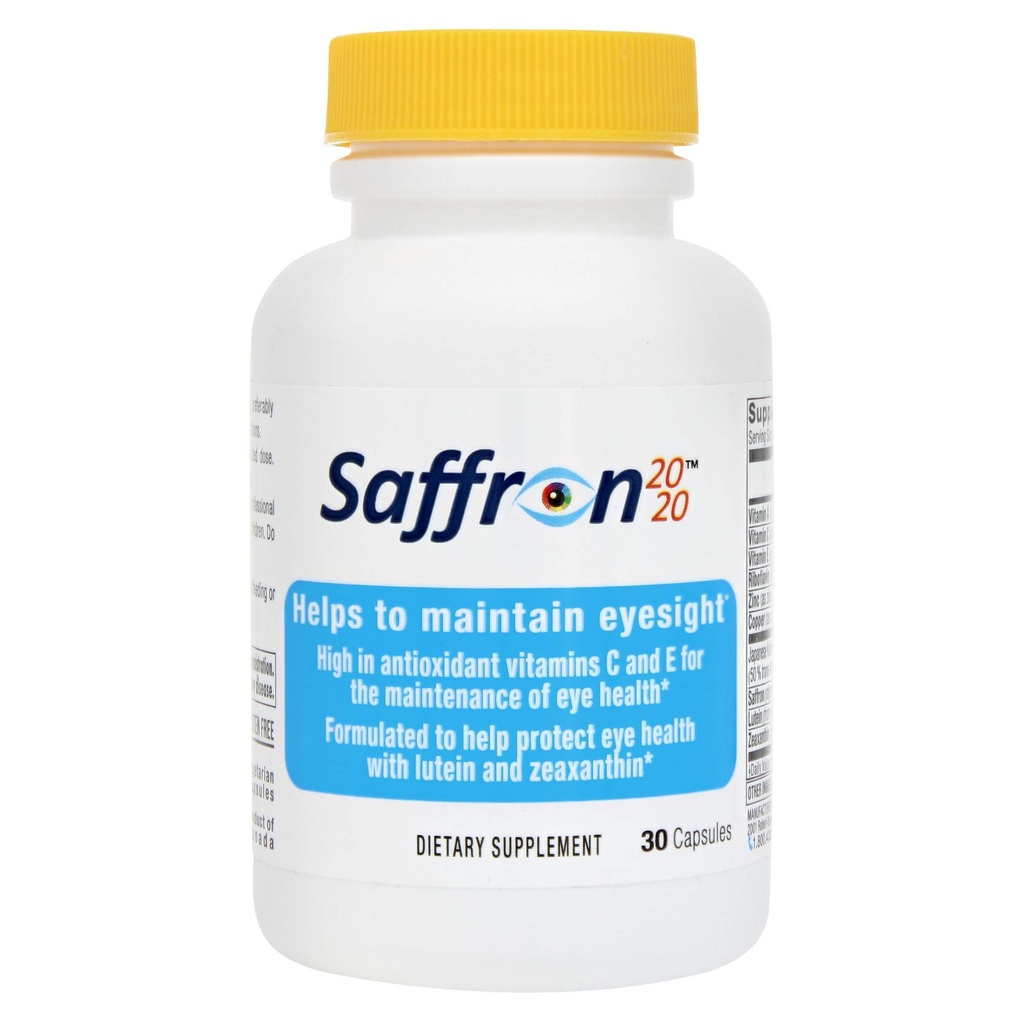 Saffron 2020 Supplement med Saffron, Resveratrol, vitaminer og mineraler, Zeaxanthin og Lutein -30 Vegetariske kapsler