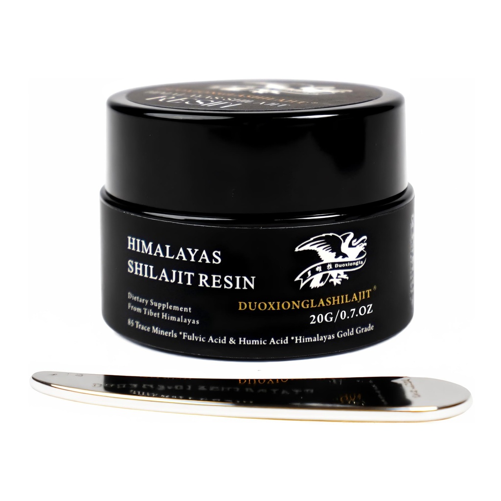 Himalaya Shilajit Resin - ren gylden klasse | 100% naturlig med 85+ spormineraler | Energiforsterkning og immun støtte for menn og kvinner | Lab testet | 20g, 100 serveringer