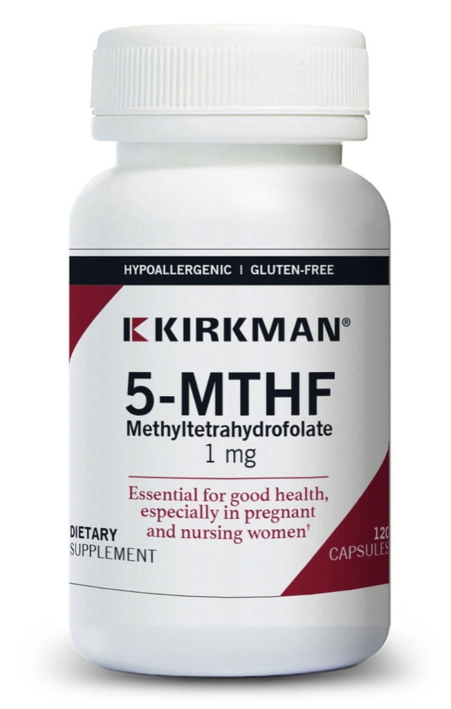Kirkman 5-MTHF - Hypoallergenic - 120 vegetariske kapsler - folsyre essensielt for god helse