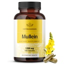 HERBAMAMA Mullein Leaf Kapsler - 1200 mg Mullein Leaf Ekstrakt for Lung Detox Support - Vegan, ikke-GMO Respiratorisk Lung Cleanse Supplement