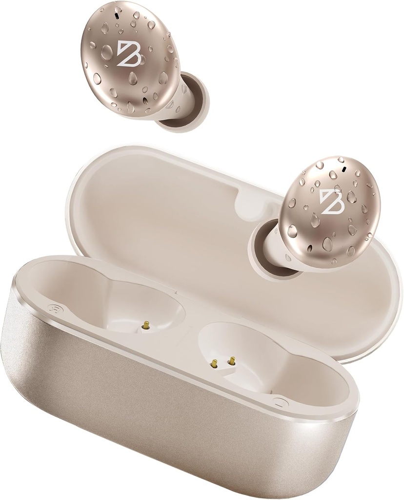Tilbake Bay Audio Tempo 30 Trådløse ørepropper for små øredobber - Award-vinnende lyd, Sweatproof Bluetooth øredobber, komfortable øredobber for kvinner, gull øredobber små ørekanaler, lange batteri hodetelefoner