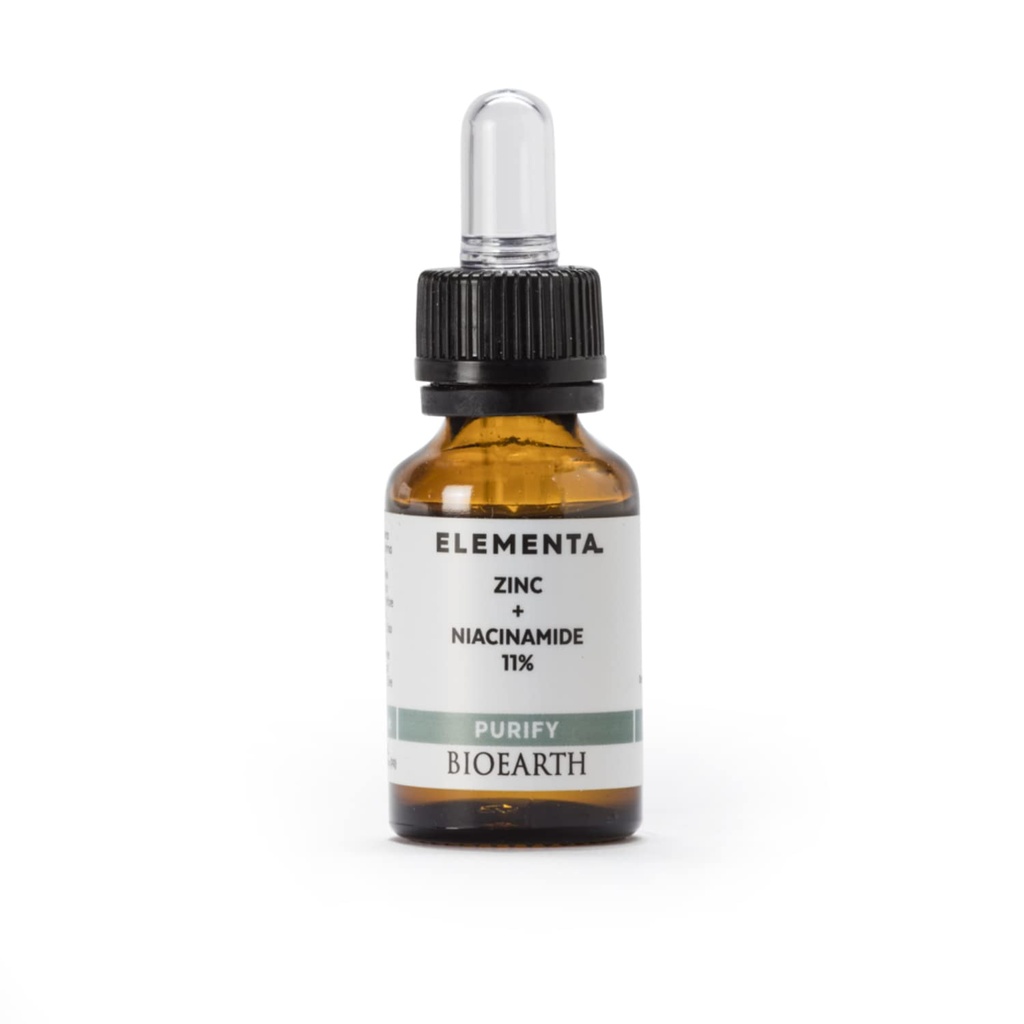 Bioearth Elementa, PURIFY Konsentrert ansiktsserum med sink og 11% Niacinamid, rensende og balanserende effekt, laget i Italia, Vegan, AIAB-sertifisering - 15ml Pack