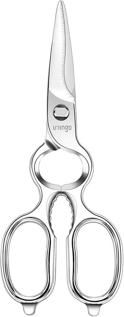 LIVINGO Kjøkken Smed Shears Heavy Duty Kome Apart Ultra Sharp Multi-funksjon rustfritt stål Scissors Flaske Åpner, Nut Cracker 8,5 tommer