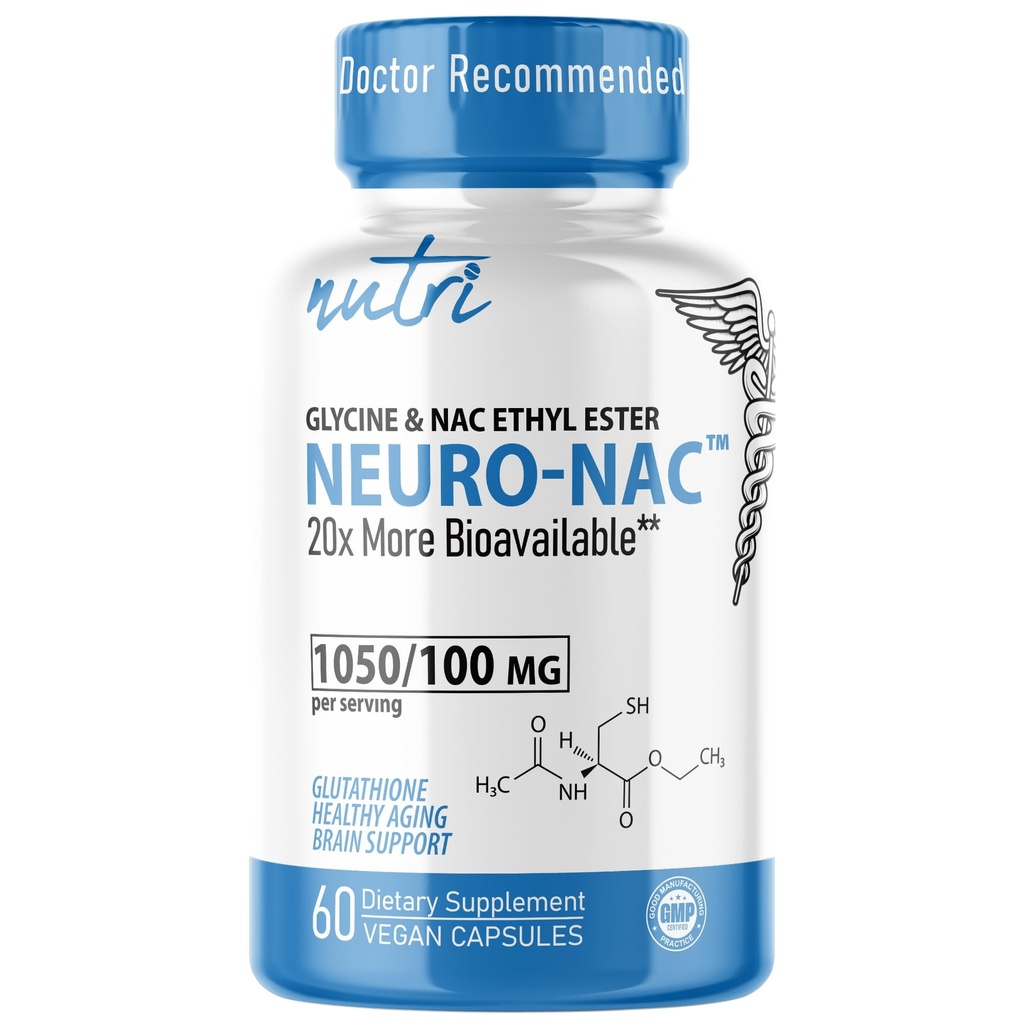 Neuro NAC Supplement N-Acetyl Cysteine Etyl Ester - 20x Mer Biotilgjengelig enn NAC 600 mg - Boost Glutathione 10x Mer enn Liposomal Glutathione - N Acetyl Cysteine Etyl Ester