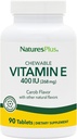 NaturesPlus Vitamin E Chewable - 400 iu, 90 vegetariske tabletter - Naturlig Carob Flavor - Sunn Cardiovaskulær funksjon, gratis radikal forsvars- og generell velvære - Glutenfri - 90 Services