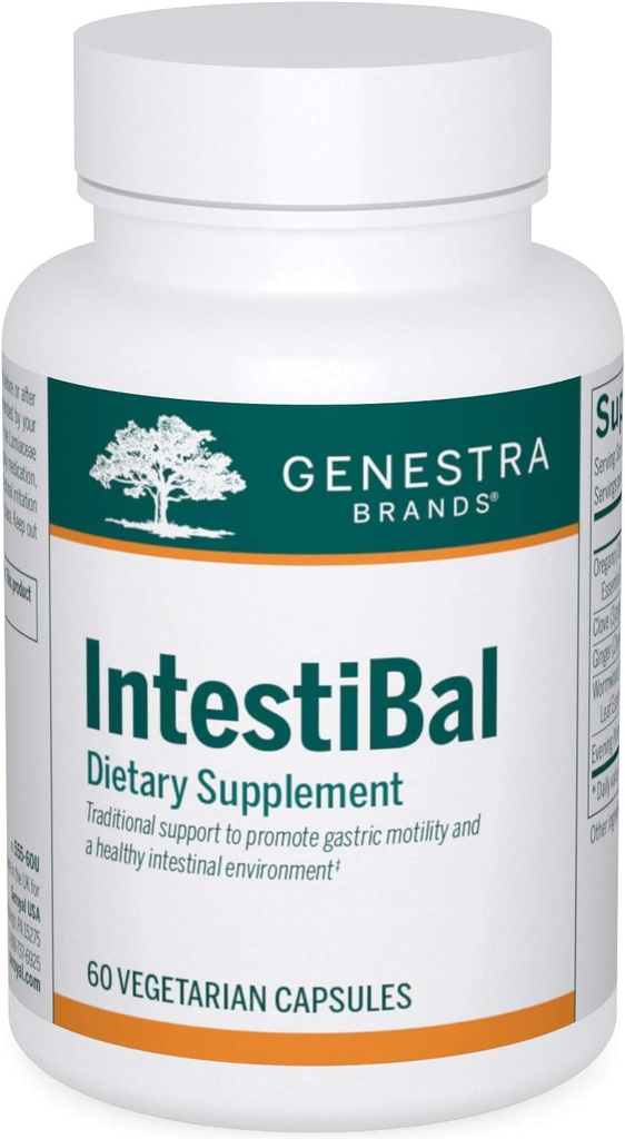 Genestra merker IntestiBal med essensielle oljer fra Ginger og Wormwood ® 60 kapsler