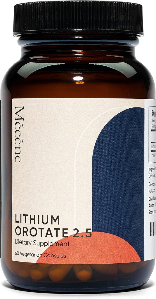 Litium Orotat 2,5 mg elementalt litium, 60 vegetariske kapsler, kosttilskudd, ikke-GMO