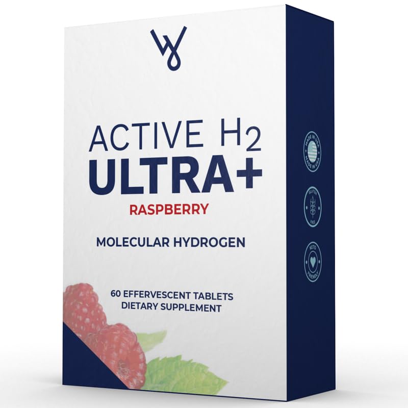 Aktiv H2 Ultra + Hydrogen vann tablet, naturlig bringebær. Støtter total velvære med fordeler med molekylær hydrogen 60 serveringer