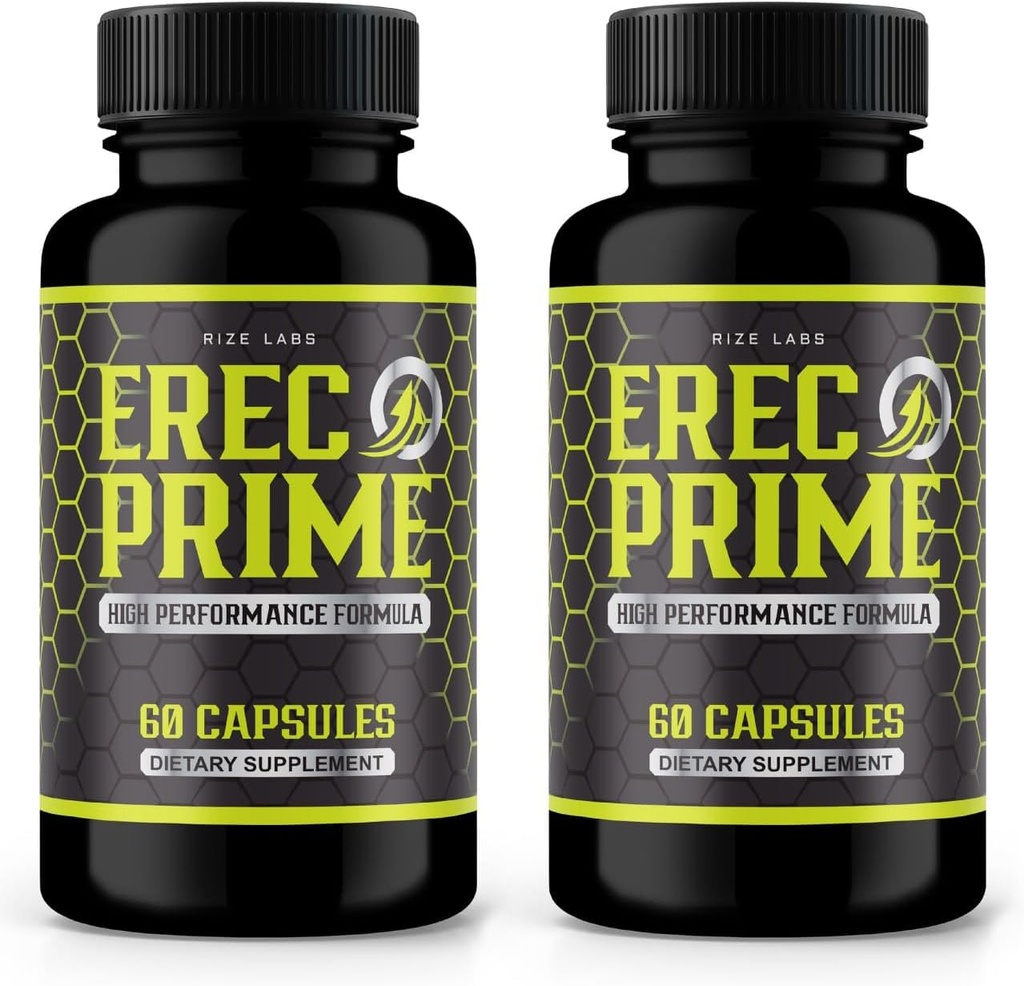 Rise Labs (pakke med 2 Erec Prime piller for menn, høy ytelse formel, all-naturlig støtte for Peak ytelse og generell helse, offisielle Erec Prime24 anmeldelser (120 kapsler)
