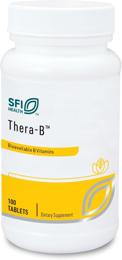 Klaire Labs SFI Health Thera-B - Essential Vitamin B Complex, Hypoallergenic Formula med Aktivert Metafolin Folat (L-5-MTHF), Biotin & Methylcobalamin (100 tabletter)