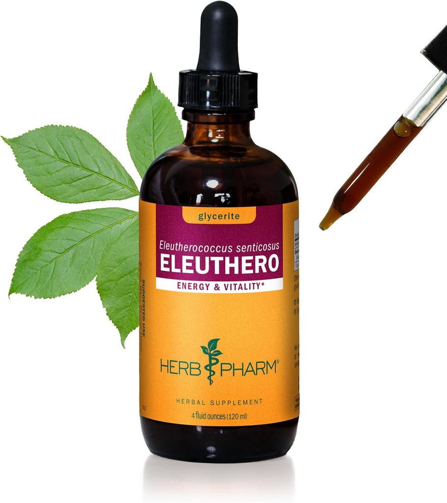 Herb Pharm Eleuthero Root flytende glyceritt for energi og utholdenhet, alkoholfri glyceritt, 4 Ounce