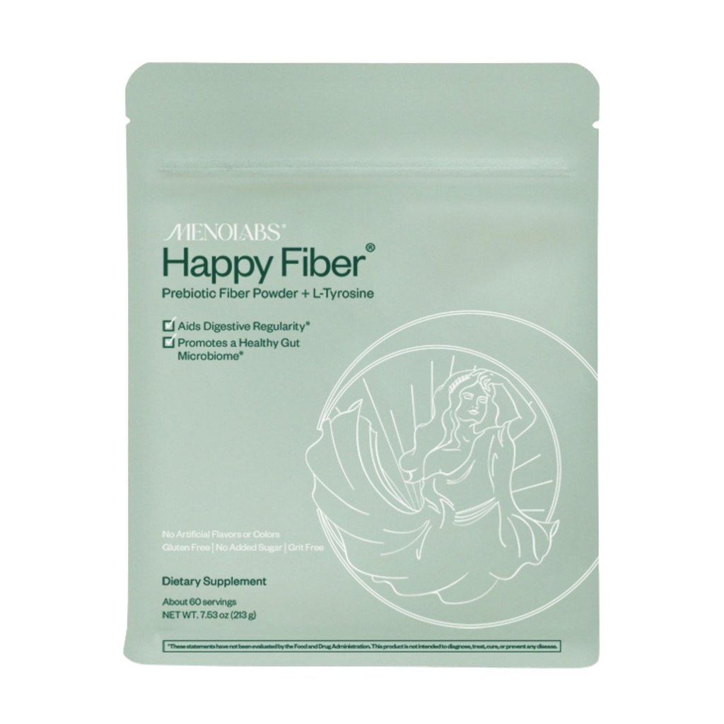 MENOLABS Happy Prebiotic Fiber Supplement - 60 Serveringer (213 g) - Ekspertformulert Menopause Kosttilskudd for kvinner, med L-tyrosin