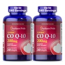 Puritans Pride Coenzym CoQ10 200mg, Diett Supplement for hjertehelse, blodtrykk, oral gum helse, og sunn aldring støtte, 240 Rapid Release Softgels, 2-Pack