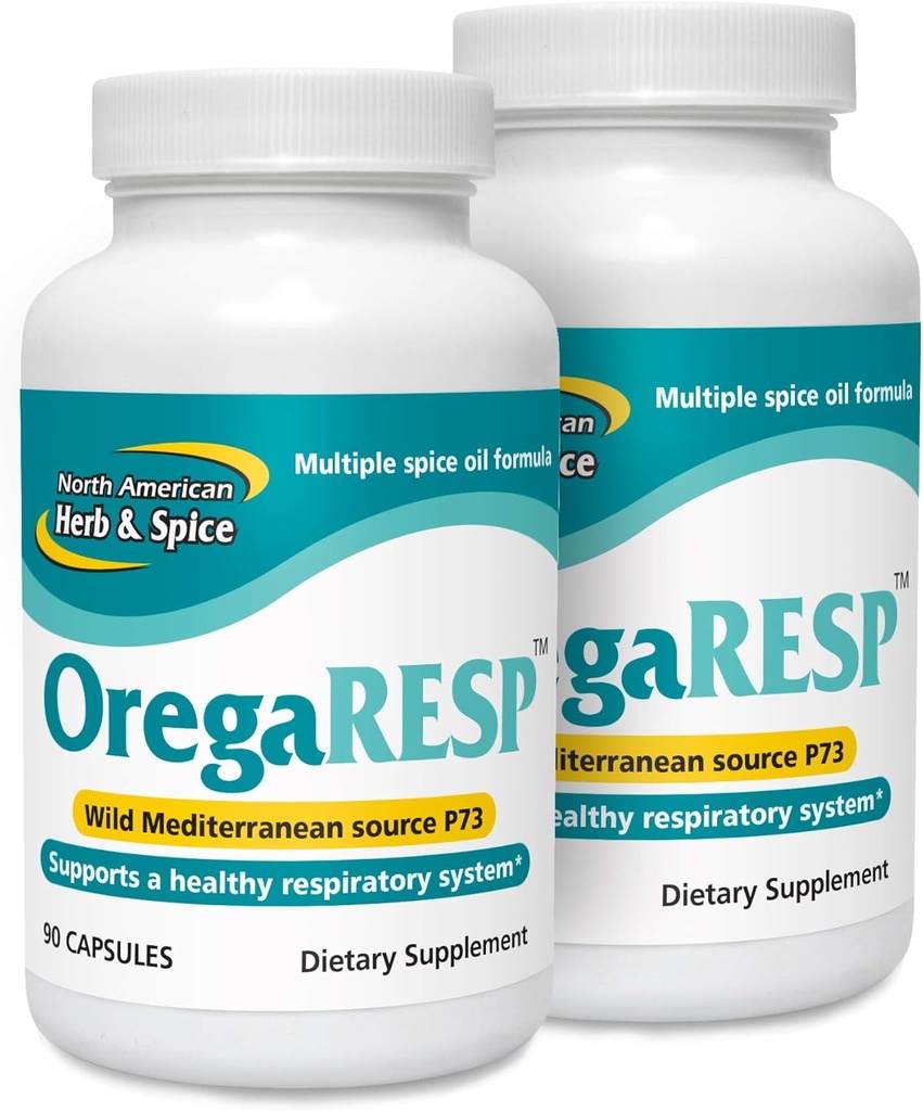 NORTH AMERICAN HERB & SPICE OregaRespond P73-90 Kapsler - Pakke med 2 - Støtter immun- og pustehelse - Flere Spice Oljekompleks med Oreganol P73 Oregano olje - Ikke-GMO - 90 Total Services