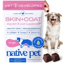 Native Pet Omega Hud og Coat Chews for hunder - Hundhud og Coat Supplement for sunn, skinnende Fur, Redusere shedding og tørr flekker - laget med Omega 3 fiskeolje og villkledd lakseolje - 120 Chews