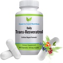 Trans-Resveratrol Supplement - Organiske kapsler – Veganske kosttilskudd for kvinner og menn, Naturlig antioksidant, Polyfenoler Supplement, Anti Aging - 60 kapsler, 600 mg, 30 dagers forsyning