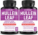 (2 pakker) Mullein Leaf Kapsler 6850mg - Mullein Leaf, Cordyceps, Reishi - 4 måneders forsyning