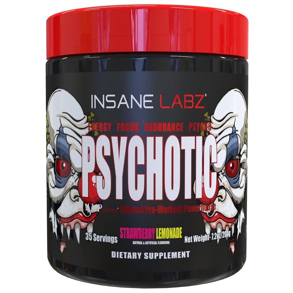Isane Labz Psykotisk, høy stimulant pre trening pulver, ekstrem varig energi, fokus og utholdenhet med Beta Alanine, Kreatin Monohydrat, DMAE, 35 Srvgs (Strawberry Lemonade)