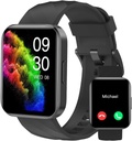 RUIMEN Smart Klokker for menn Kvinner (Svar/Gjør samtaler) Kompatibel med iPhone/Android Phones, 1.85" HD-skjerm Fitness Tracker hjertefrekvens Monitor 100+ Sports Tracker Watch Vanntett (svart)