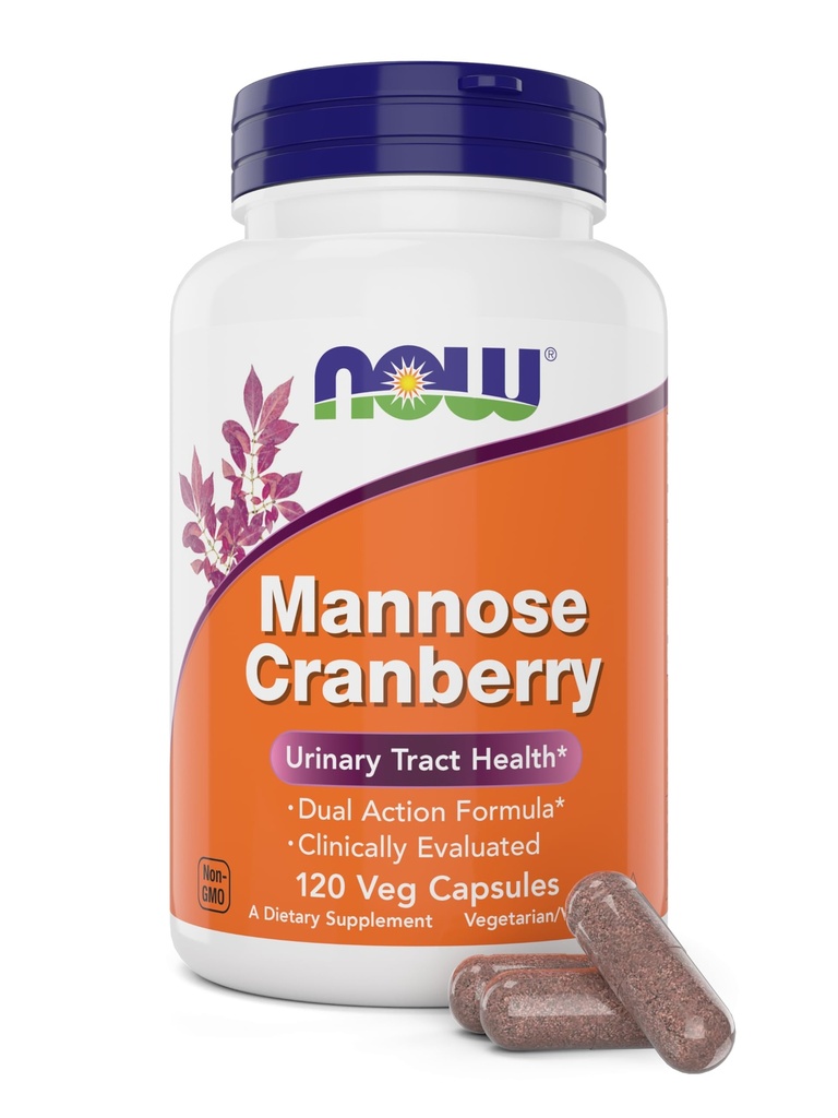 NU Matvarer Manose Cranberry, 120 Veg Kapsler - med PAC - 450mg dMannose, 250mg Hele Cranberry - Blader Cleanse og Urin Tract Health* - Veganvennlig Supplement, Ikke-GMO