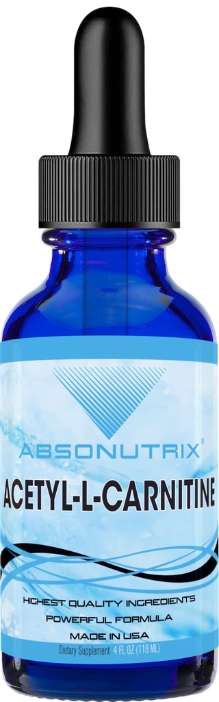 Absonutrix Acetyl L-karnitin, 593mg per servering, 200 Potent serveringer, rask absorpsjon flytende dråper, glutenfri, tredjeparts testet, GMP-sertifisert, ikke-GMO, laget i USA