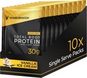 Transformasjon Protein Super blanding | Egg Hvit, kollagen Peptider, og planteprotein | 15 milliarder CFU Probiotika | Digestive enzymer | MCT olje | Lav carb riste for menn og kvinner | Vanilla, 10 pakke