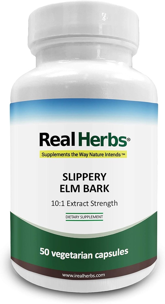 Ekte urter Slippery Elm Bark ekstrakt-Derived fra 7000mg Slippery Elm Bark med 10:1 Ekstrakt styrke- Soothes Soreness av Mucous Membraner, Antioksidant Hud Helse Support–50 Vegetariske kapsler