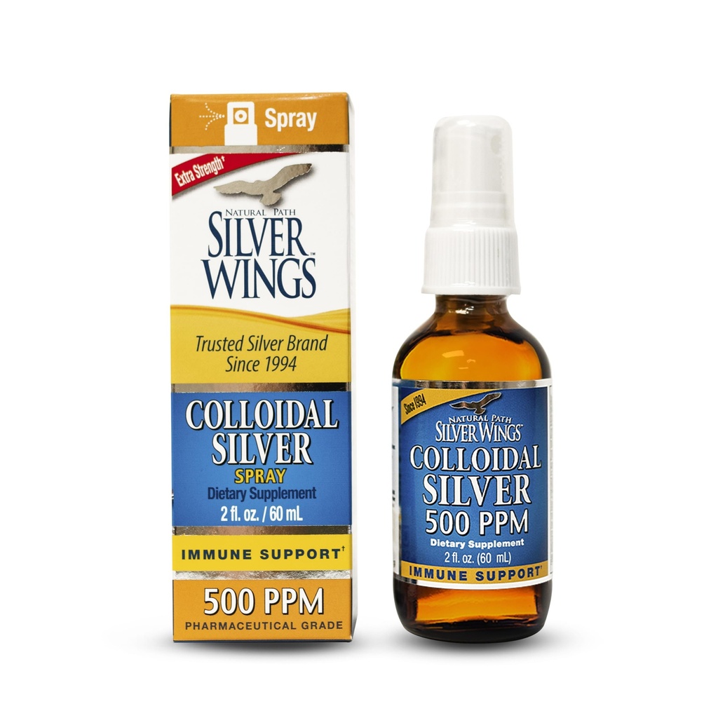 Naturlig sti sølvvinger kolloidalt sølv - Extra styrke flytende immunstøtte Supplement- - 500ppm (2500mcg) - 2oz Spray