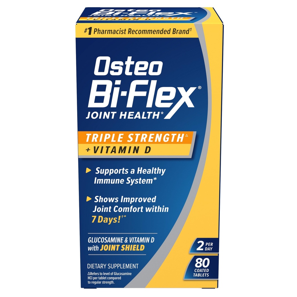 Osteo Bi-Flex trippel styrke(5) med vitamin D glukosamine Chondroitin felles helse supplement, belagte tabletter, 80 telling