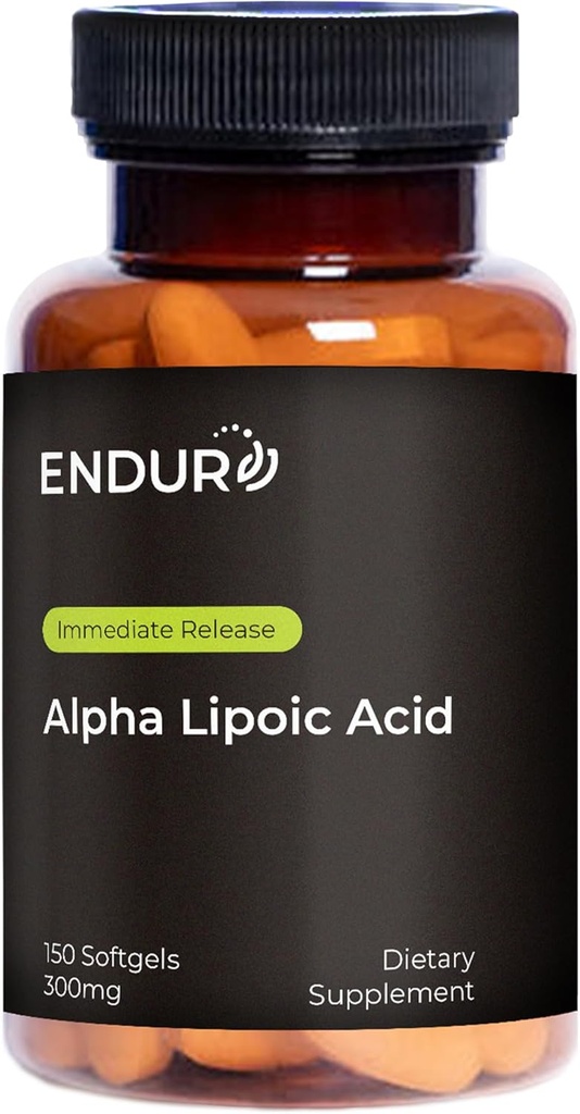Endur Alpha Lipoic Acid, Antioksidant Forsvar & Cellular Energy Support, øyeblikkelig frigjøring, Vegan, Glutenfri, 300 mg (150 Softgels)