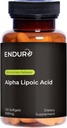 Endur Alpha Lipoic Acid, Antioksidant Forsvar & Cellular Energy Support, øyeblikkelig frigjøring, Vegan, Glutenfri, 300 mg (150 Softgels)