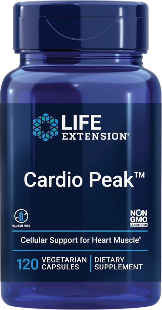 Livsforlengelse Cardio Peak - Hawthorn Extract (Leaf, Blomster, Stem) Supplement med Arjuna Extract for hjerte helse støtte - To ganger daglig - Glutenfri, Ikke-GMO, Vegetarisk - 120 Kapsler
