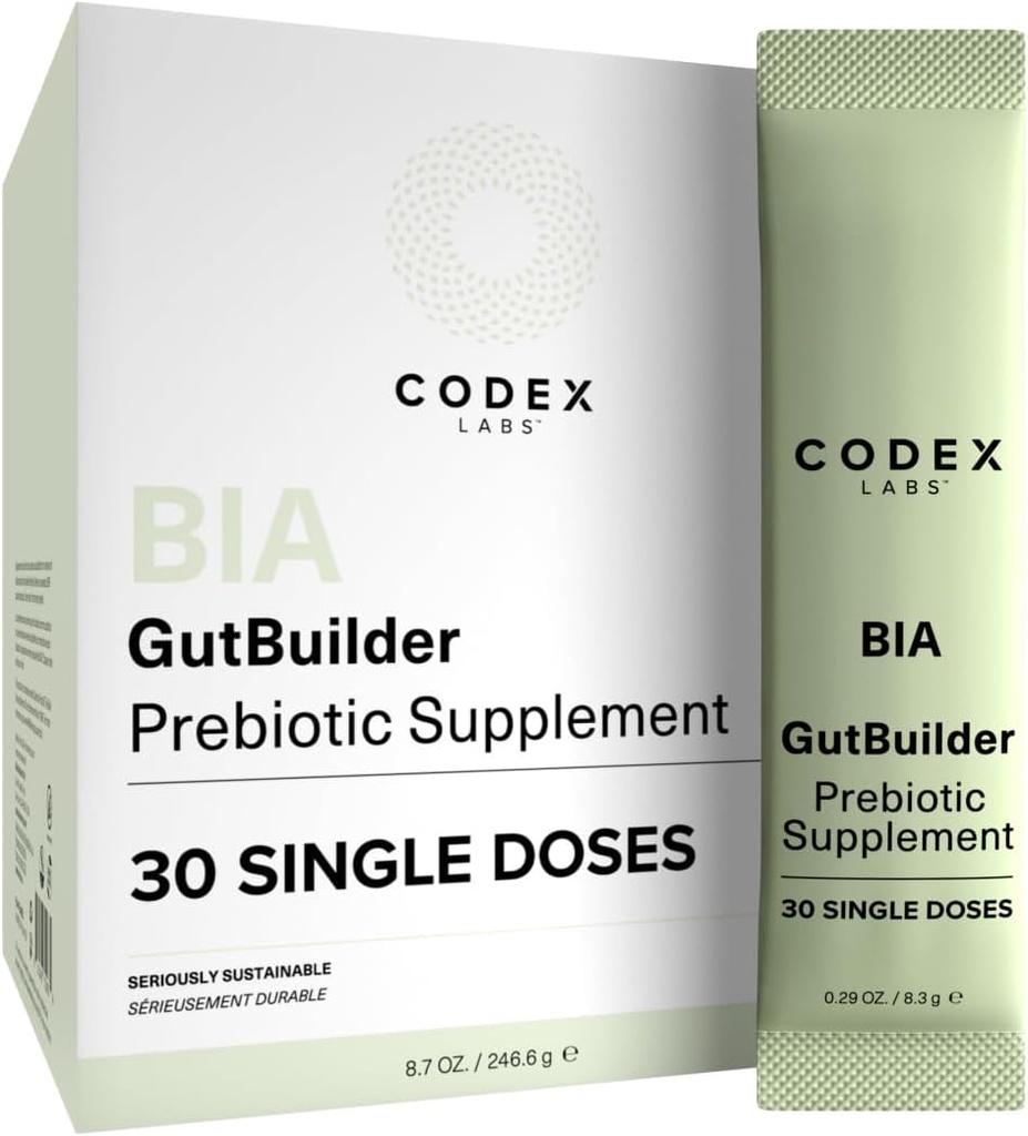 Prebiotika for Digestive helse og immunsystem støtte – Diettfiber, antioksidanter og supermat for Gut Barrier Styrke & Gut Microbiome Balance | 30-dagers forsyning | Codex Labs BIA GutBuilder
