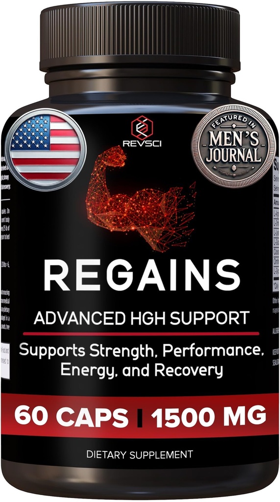 HGH Kosttilskudd for menn og kvinner - Regener naturlig anabole muskelvekstbygging og menneskelig veksthormon for menn, muskelbygger for menn, muskel gjenoppretting post trening supplement, 60 protein piller