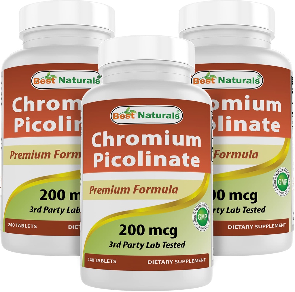 Best Naturals Chromium Picolinat 200mg 240 tabletter (240 tall (pakke på 3))