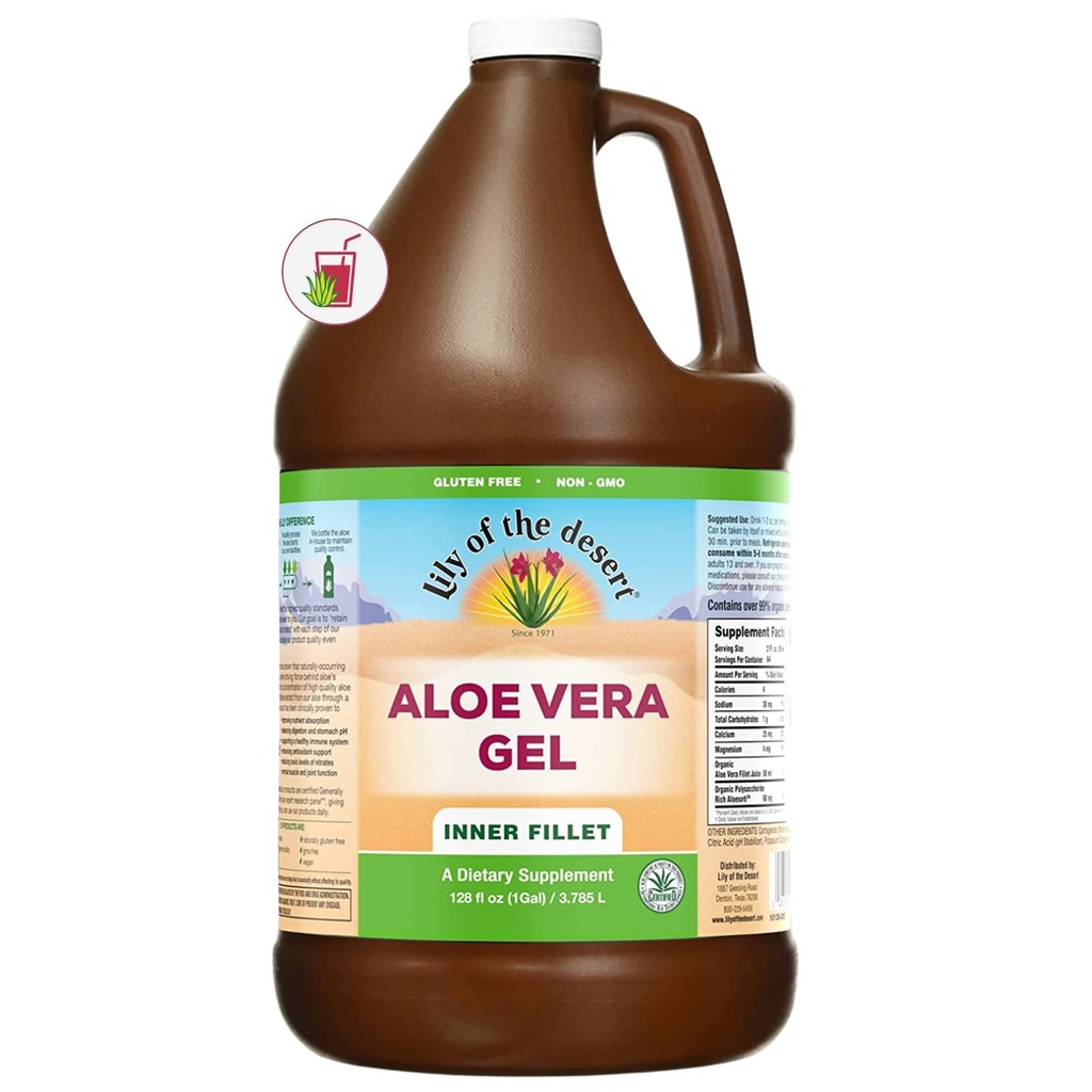 Lily of the Desert Aloe Vera Gel - Indre Fillet Thicker Konsistens Aloe Vera Drikke med naturlige vitaminer, Digestive Enzymer for Gut Helse, Mage Relief, Velvære, Glødende Hud, 128 Fl Oz