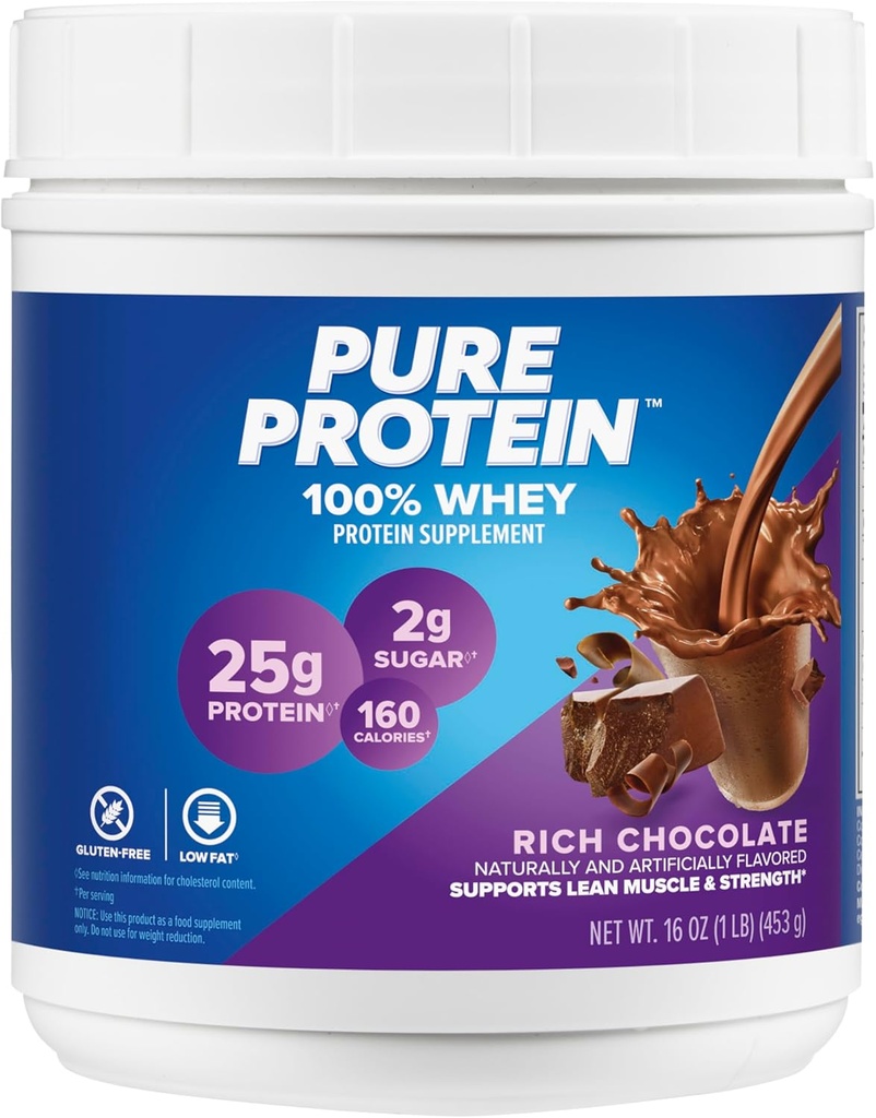 Pure Protein Bars, Høyt Protein, Nærende Snacks å støtte energi, Lav sukker, Glutenfri, Sjokolade Peanut Smør, 1.76oz, Pakke med 4