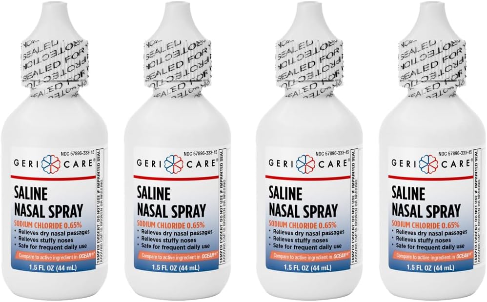GeriCare Saline Nasal Spray 1,5 FL OZ Moisturizing Natriumklorid 0,65% (Pack of 4)